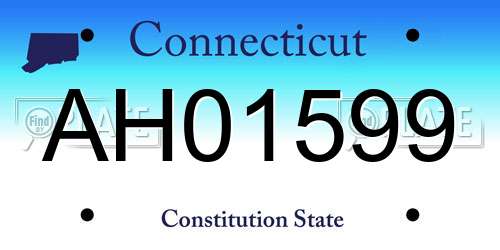 AH01599 Connecticut License Plate