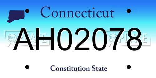 AH02078 Connecticut License Plate