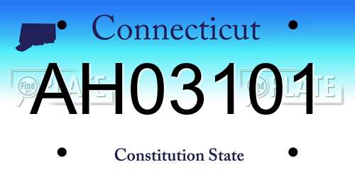 AH03101 Connecticut License Plate