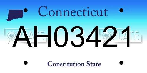AH03421 Connecticut License Plate