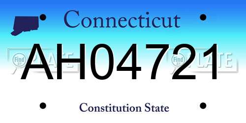 AH04721 Connecticut License Plate