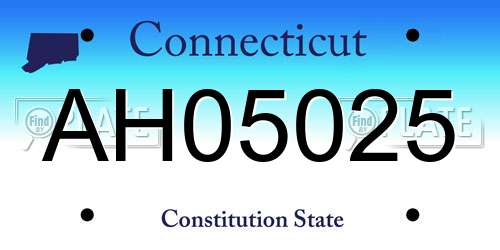 AH05025 Connecticut License Plate