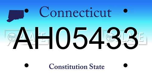 AH05433 Connecticut License Plate