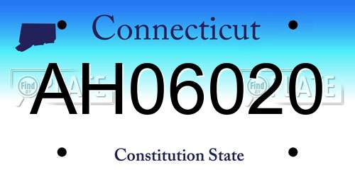 AH06020 Connecticut License Plate