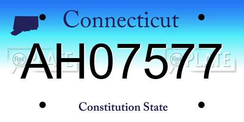 AH07577 Connecticut License Plate