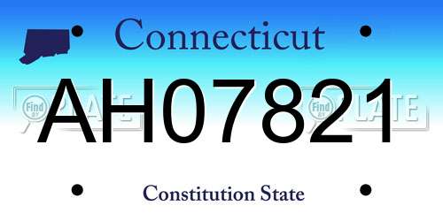 AH07821 Connecticut License Plate