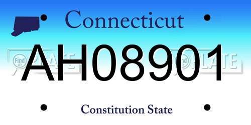 AH08901 Connecticut License Plate