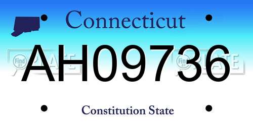 AH09736 Connecticut License Plate