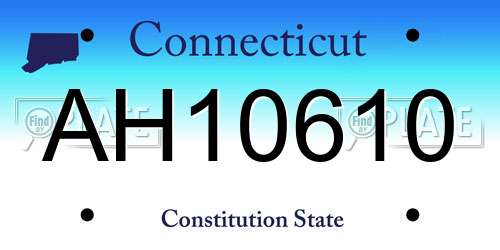 AH10610 Connecticut License Plate