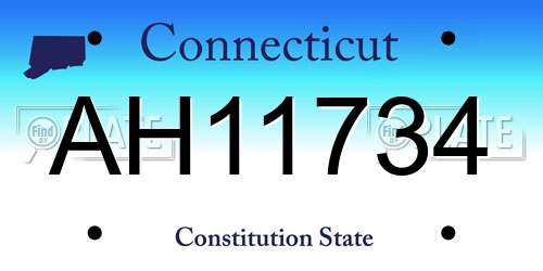 AH11734 Connecticut License Plate
