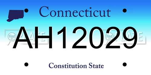 AH12029 Connecticut License Plate