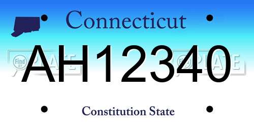 AH12340 Connecticut License Plate