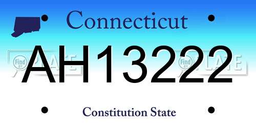 AH13222 Connecticut License Plate