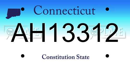 AH13312 Connecticut License Plate