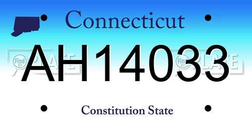 AH14033 Connecticut License Plate