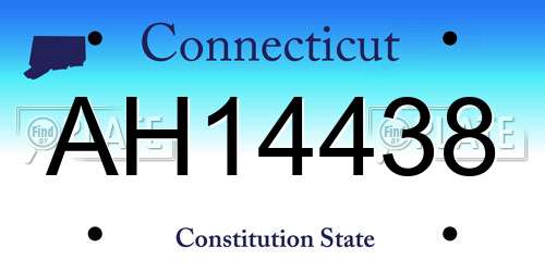 AH14438 Connecticut License Plate
