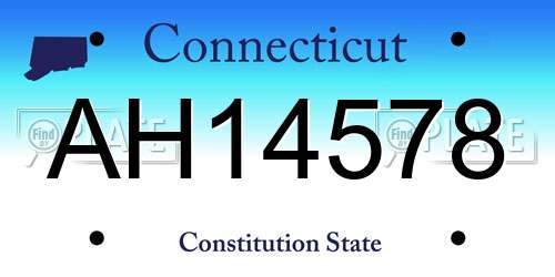 AH14578 Connecticut License Plate