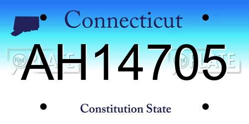 AH14705 Connecticut License Plate