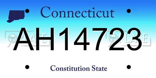 AH14723 Connecticut License Plate