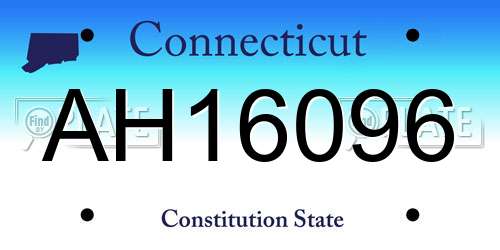 AH16096 Connecticut License Plate