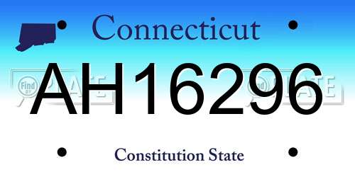 AH16296 Connecticut License Plate