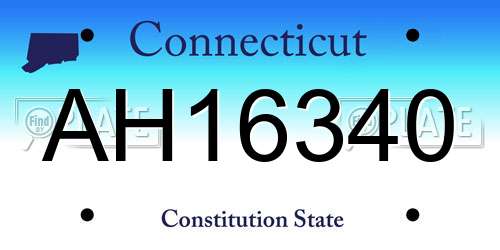 AH16340 Connecticut License Plate