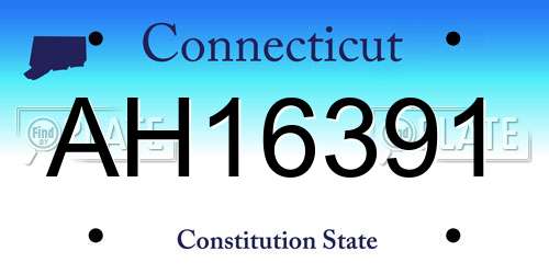 AH16391 Connecticut License Plate