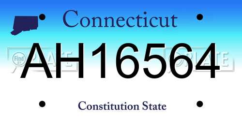 AH16564 Connecticut License Plate