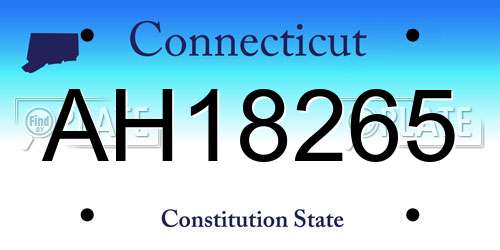 AH18265 Connecticut License Plate
