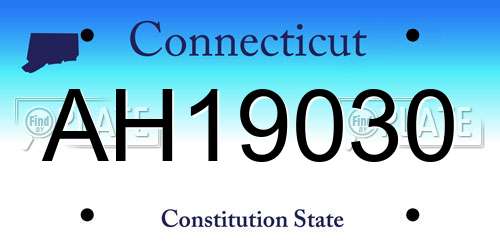 AH19030 Connecticut License Plate