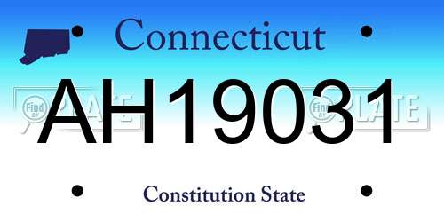 AH19031 Connecticut License Plate