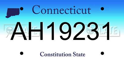 AH19231 Connecticut License Plate