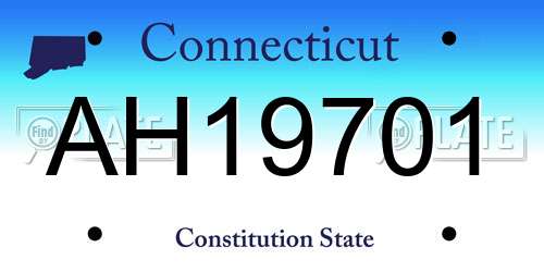AH19701 Connecticut License Plate