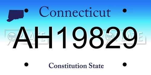 AH19829 Connecticut License Plate