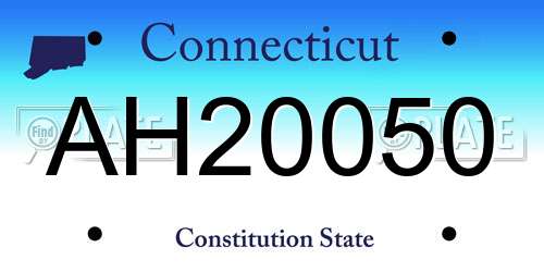 AH20050 Connecticut License Plate