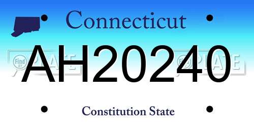 AH20240 Connecticut License Plate