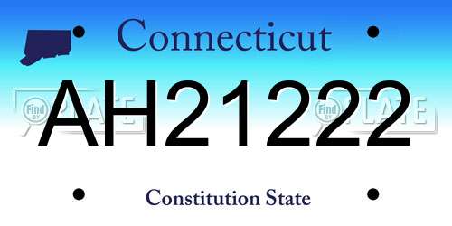 AH21222 Connecticut License Plate