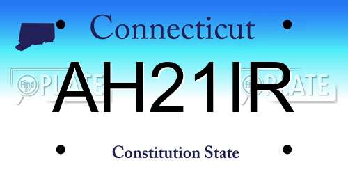 AH21IR Connecticut License Plate