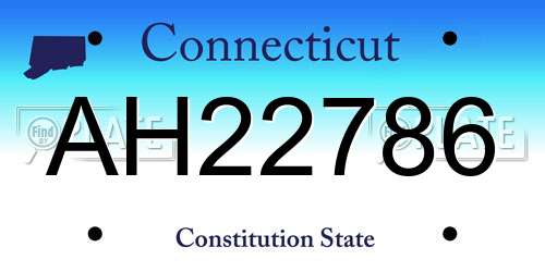 AH22786 Connecticut License Plate