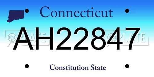 AH22847 Connecticut License Plate