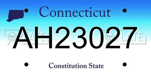 AH23027 Connecticut License Plate