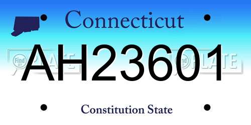 AH23601 Connecticut License Plate