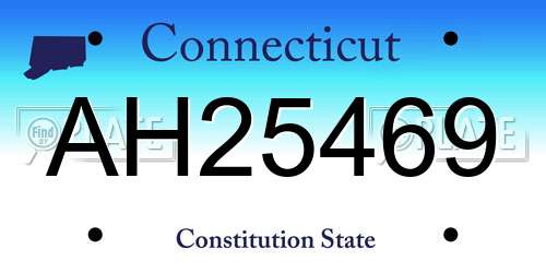 AH25469 Connecticut License Plate