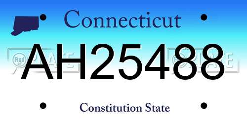 AH25488 Connecticut License Plate