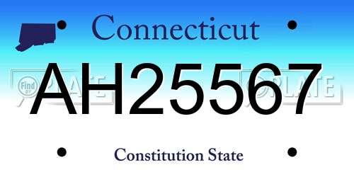 AH25567 Connecticut License Plate