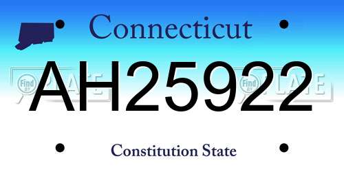 AH25922 Connecticut License Plate