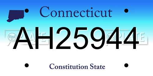 AH25944 Connecticut License Plate