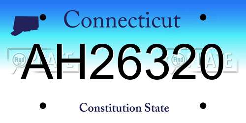 AH26320 Connecticut License Plate