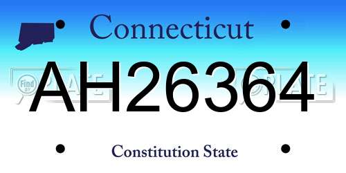 AH26364 Connecticut License Plate