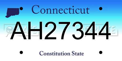 AH27344 Connecticut License Plate